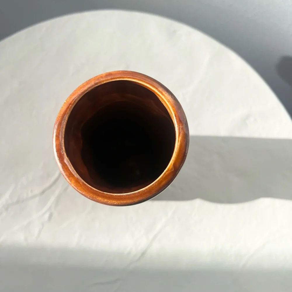 VINTAGE BROWN TROPICAL TIKI VIBES MUG GLASS CERAMIC BARWARE TUMBLER‎
